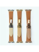 Watch Band for Apple Watch Series 10 42mm / 9 8 7 41mm / SE (2023) SE (2022) SE 6 5 4 40mm / 3 2 1 38mm Cowhide Leather Watch Strap - Apricot