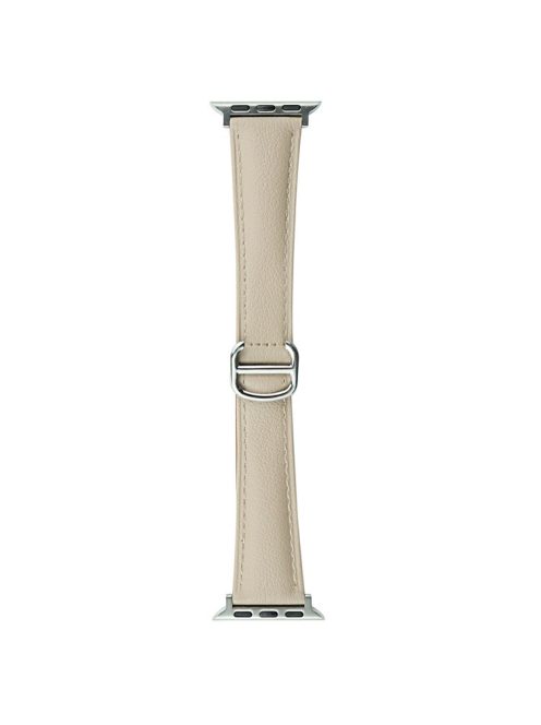 Watch Band for Apple Watch Series 10 42mm / 9 8 7 41mm / SE (2023) SE (2022) SE 6 5 4 40mm / 3 2 1 38mm Cowhide Leather Watch Strap - Cream Apricot