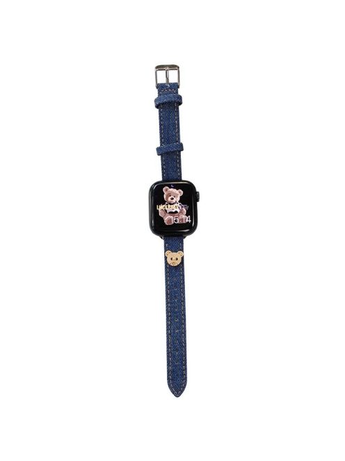 Watch Band for Apple Watch Series 10 42mm / 9 8 7 41mm / SE (2023) SE (2022) SE 6 5 4 40mm / 3 2 1 38mm Denim Watch Band Bear Slim Srap - Dark Blue