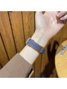 Watch Band for Apple Watch Series 10 42mm / 9 8 7 41mm / SE (2023) SE (2022) SE 6 5 4 40mm / 3 2 1 38mm Denim Wrist Strap - Dark Denim Blue / Reddish Brown