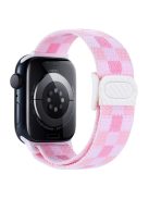 Watch Band For Apple Watch Series 10 42mm / 9 8 7 41mm / SE (2023) SE (2022) SE 6 5 4 40mm / 3 2 1 38mm Elastic Nylon Strap - Plaid Pink