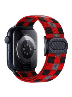   Watch Band For Apple Watch Series 10 42mm / 9 8 7 41mm / SE (2023) SE (2022) SE 6 5 4 40mm / 3 2 1 38mm Elastic Nylon Strap - Plaid Red