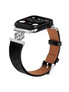 Watch Band for Apple Watch Series 10 42mm / 9 8 7 41mm / SE (2023) SE (2022) SE 6 5 4 40mm / 3 2 1 38mm Genuine Cow Leather Strap - Black