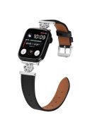 Watch Band for Apple Watch Series 10 42mm / 9 8 7 41mm / SE (2023) SE (2022) SE 6 5 4 40mm / 3 2 1 38mm Genuine Cow Leather Strap - Black