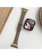 Watch Band For Apple Watch Series 10 42mm / 9 8 7 41mm / SE (2023) SE (2022) SE 6 5 4 40mm / 3 2 1 38mm Genuine Cow Leather Strap - Coffee+Gold Buckle