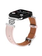 Watch Band for Apple Watch Series 10 42mm / 9 8 7 41mm / SE (2023) SE (2022) SE 6 5 4 40mm / 3 2 1 38mm Genuine Cow Leather Strap - Pink