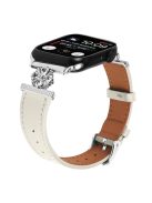 Watch Band for Apple Watch Series 10 42mm / 9 8 7 41mm / SE (2023) SE (2022) SE 6 5 4 40mm / 3 2 1 38mm Genuine Cow Leather Strap - White