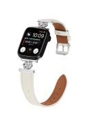 Watch Band for Apple Watch Series 10 42mm / 9 8 7 41mm / SE (2023) SE (2022) SE 6 5 4 40mm / 3 2 1 38mm Genuine Cow Leather Strap - White