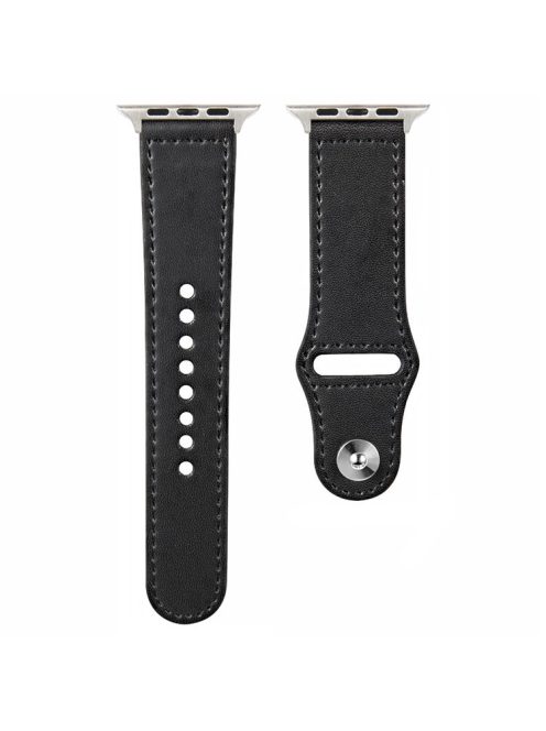 Watch Band for Apple Watch Series 10 42mm / 9 8 7 41mm / SE (2023) SE (2022) SE 6 5 4 40mm / 3 2 1 38mm Genuine Cow Leather Watch Strap - Black