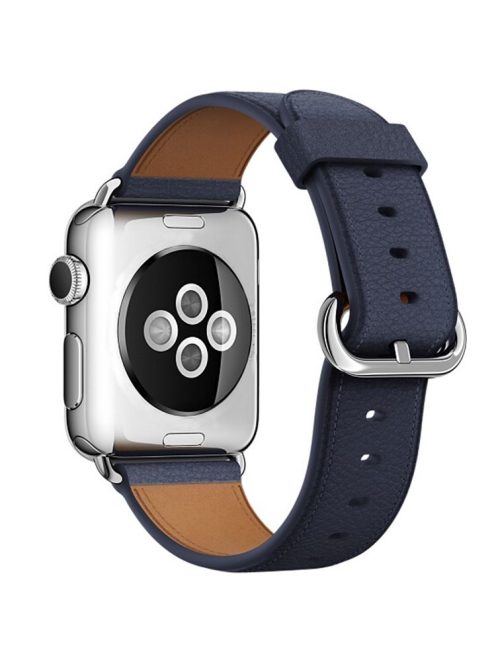 Watch Band for Apple Watch Series 10 42mm / 9 8 7 41mm / SE (2023) SE (2022) SE 6 5 4 40mm / 3 2 1 38mm Genuine Cow Leather Watch Strap - Navy Blue