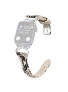 Watch Band for Apple Watch Series 10 42mm / 9 8 7 41mm / SE (2023) SE (2022) SE 6 5 4 40mm / 3 2 1 38mm Genuine Cowhide Leather Rhinestone Strap with Silver Buckle - Snake Pattern