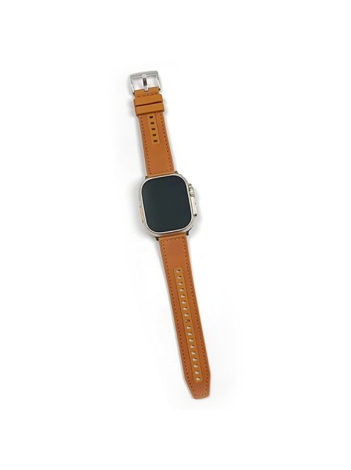 Watch Band for Apple Watch Series 10 42mm / 9 8 7 41mm / SE (2023) SE (2022) SE 6 5 4 40mm / 3 2 1 38mm Leather Coated Silicone Strap - Yellow