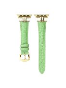 Watch Band for Apple Watch Series 10 42mm / 9 8 7 41mm / SE (2023) SE (2022) SE 6 5 4 40mm / 3 2 1 38mm Leather Wrist Strap - Green+Gold Buckle