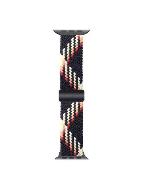 Watch Band for Apple Watch Series 10 42mm / 9 8 7 41mm / SE (2023) SE (2022) SE 6 5 4 40mm / 3 2 1 38mm Magnetic Nylon Braided Wristband - Black+Rainbow