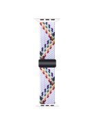 Watch Band for Apple Watch Series 10 42mm / 9 8 7 41mm / SE (2023) SE (2022) SE 6 5 4 40mm / 3 2 1 38mm Magnetic Nylon Braided Wristband - White+Rainbow