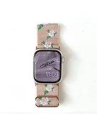 Watch Band for Apple Watch Series 10 42mm / 9 8 7 41mm / SE (2023) SE (2022) SE 6 5 4 40mm / 3 2 1 38mm Nylon Watch Strap - Green Leaf Rose