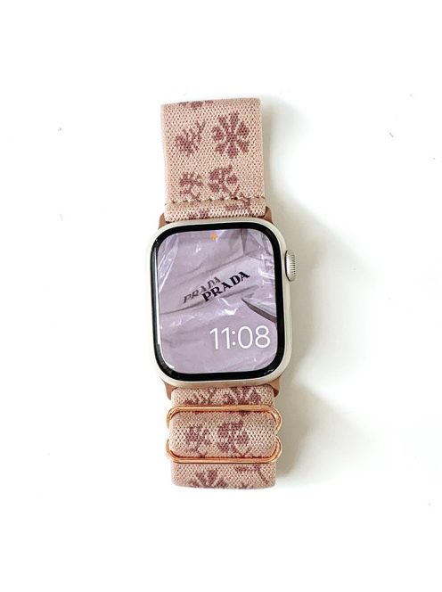 Watch Band for Apple Watch Series 10 42mm / 9 8 7 41mm / SE (2023) SE (2022) SE 6 5 4 40mm / 3 2 1 38mm Nylon Watch Strap - Pink / Flower