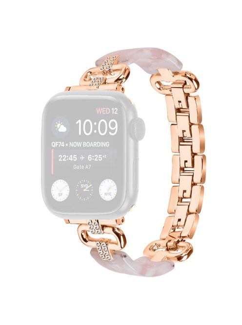 Watch Band for Apple Watch Series 10 42mm / 9 8 7 41mm / SE (2023) SE (2022) SE 6 5 4 40mm / 3 2 1 38mm Resin Wrist Strap - Rose Gold+Pink