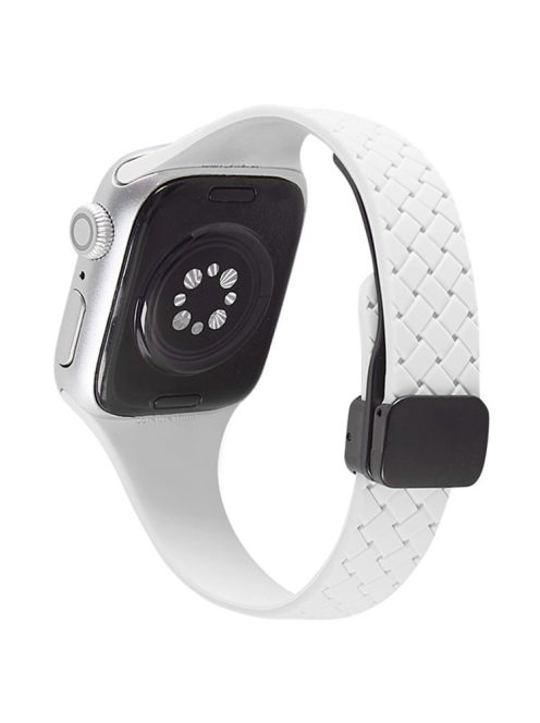 Watch Band for Apple Watch Series 10 42mm / 9 8 7 41mm / SE (2023) SE (2022) SE 6 5 4 40mm / 3 2 1 38mm Silicone Watch Band Magnetic Buckle - White