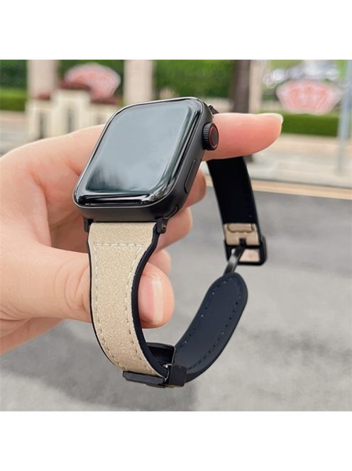 Watch Band for Apple Watch Series 10 42mm / 9 8 7 41mm / SE (2023) SE (2022) SE 6 5 4 40mm / 3 2 1 38mm Soft Leather Wrist Strap - Beige