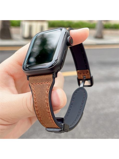 Watch Band for Apple Watch Series 10 42mm / 9 8 7 41mm / SE (2023) SE (2022) SE 6 5 4 40mm / 3 2 1 38mm Soft Leather Wrist Strap - Dark Brown