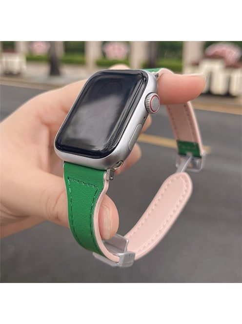 Watch Band for Apple Watch Series 10 42mm / 9 8 7 41mm / SE (2023) SE (2022) SE 6 5 4 40mm / 3 2 1 38mm Soft Leather Wrist Strap - Green