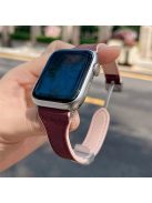 Watch Band for Apple Watch Series 10 42mm / 9 8 7 41mm / SE (2023) SE (2022) SE 6 5 4 40mm / 3 2 1 38mm Soft Leather Wrist Strap - Wine Red