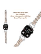 Watch Band for Apple Watch Series 10 42mm / 9 8 7 41mm / SE (2023) SE (2022) SE 6 5 4 40mm / 3 2 1 38mm Stainless Steel Rhinestone Decor 5-Bead Strap - Silver+Rose Gold