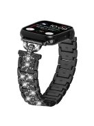 Watch Band for Apple Watch Series 10 42mm / 9 8 7 41mm / SE (2023) SE (2022) SE 6 5 4 40mm / 3 2 1 38mm Stainless Steel Rhinestone Decor Watch Strap - Black