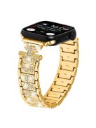 Watch Band for Apple Watch Series 10 42mm / 9 8 7 41mm / SE (2023) SE (2022) SE 6 5 4 40mm / 3 2 1 38mm Stainless Steel Rhinestone Decor Watch Strap - Gold