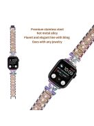 Watch Band for Apple Watch Series 10 42mm / 9 8 7 41mm / SE (2023) SE (2022) SE 6 5 4 40mm / 3 2 1 38mm Stainless Steel Rhinestone Decor Watch Strap - Multi-Color