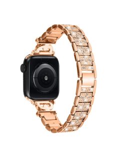   Watch Band for Apple Watch Series 10 42mm / 9 8 7 41mm / SE (2023) SE (2022) SE 6 5 4 40mm / 3 2 1 38mm Stainless Steel Rhinestone Decor Watch Strap - Rose Gold