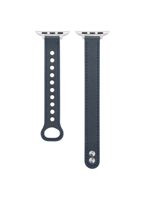 Watch Band for Apple Watch Series 10 42mm / 9 8 7 41mm / SE (2023) SE (2022) SE 6 5 4 40mm / 3 2 1 38mm Watch Strap Genuine Cow Leather Band - Midnight Blue