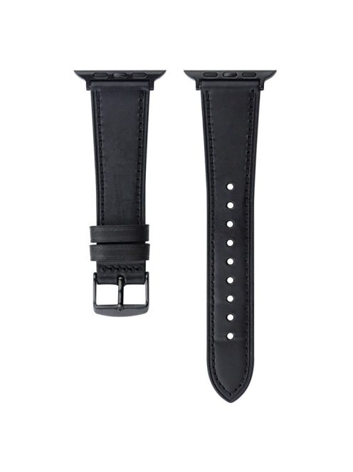 Watch Band for Apple Watch Series 10 42mm / 9 8 7 41mm / SE (2023) SE (2022) SE 6 5 4 40mm / 3 2 1 38mm Watch Strap Genuine Cow Leather Bracelet - Black 1