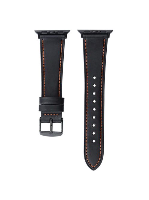 Watch Band for Apple Watch Series 10 42mm / 9 8 7 41mm / SE (2023) SE (2022) SE 6 5 4 40mm / 3 2 1 38mm Watch Strap Genuine Cow Leather Bracelet - Black 2