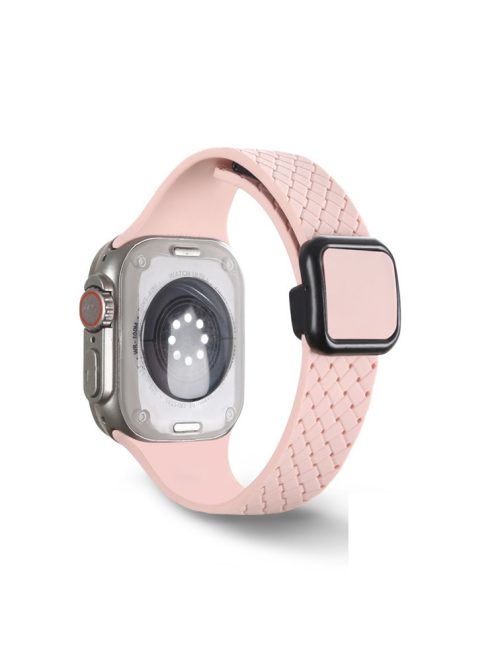 Watch Band For Apple Watch Series 10 42mm / 9 8 7 41mm / SE (2023) SE (2022) SE 6 5 4 40mm / 3 2 1 38mm Woven Texture Silicone Strap - Pink