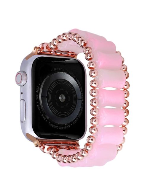 Watch Band for Apple Watch Series 10 46mm / Ultra 2 Ultra 49mm /  Series 9 8 7 45mm / 6 5 4 SE (2023) SE (2022) SE 44mm / 3 2 1 42mm , Bamboo Shaped Resin Bracelet Jewelry Wristband - Rose Gold / Pink