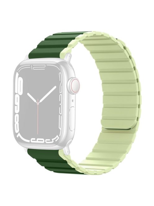 Watch Band for Apple Watch Series 10 46mm / Ultra 2 Ultra 49mm /  Series 9 8 7 45mm / 6 5 4 SE (2023) SE (2022) SE 44mm / 3 2 1 42mm Dual Color Silicone Watch Strap - Blackish Green / Light Green