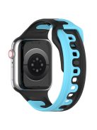 Watch Band for Apple Watch Series 10 46mm / Ultra 2 Ultra 49mm /  Series 9 8 7 45mm / 6 5 4 SE (2023) SE (2022) SE 44mm / 3 2 1 42mm Dual-Color Silicone Strap - Black / Blue