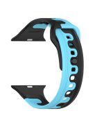 Watch Band for Apple Watch Series 10 46mm / Ultra 2 Ultra 49mm /  Series 9 8 7 45mm / 6 5 4 SE (2023) SE (2022) SE 44mm / 3 2 1 42mm Dual-Color Silicone Strap - Black / Blue