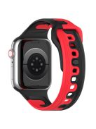 Watch Band for Apple Watch Series 10 46mm / Ultra 2 Ultra 49mm /  Series 9 8 7 45mm / 6 5 4 SE (2023) SE (2022) SE 44mm / 3 2 1 42mm Dual-Color Silicone Strap - Black / Red