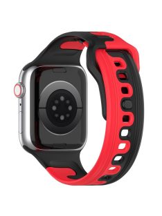   Watch Band for Apple Watch Series 10 46mm / Ultra 2 Ultra 49mm /  Series 9 8 7 45mm / 6 5 4 SE (2023) SE (2022) SE 44mm / 3 2 1 42mm Dual-Color Silicone Strap - Black / Red