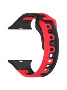 Watch Band for Apple Watch Series 10 46mm / Ultra 2 Ultra 49mm /  Series 9 8 7 45mm / 6 5 4 SE (2023) SE (2022) SE 44mm / 3 2 1 42mm Dual-Color Silicone Strap - Black / Red