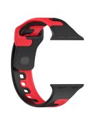 Watch Band for Apple Watch Series 10 46mm / Ultra 2 Ultra 49mm /  Series 9 8 7 45mm / 6 5 4 SE (2023) SE (2022) SE 44mm / 3 2 1 42mm Dual-Color Silicone Strap - Black / Red