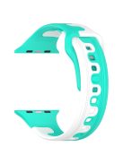 Watch Band for Apple Watch Series 10 46mm / Ultra 2 Ultra 49mm /  Series 9 8 7 45mm / 6 5 4 SE (2023) SE (2022) SE 44mm / 3 2 1 42mm Dual-Color Silicone Strap - Cyan / White