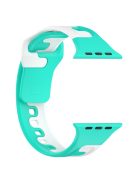 Watch Band for Apple Watch Series 10 46mm / Ultra 2 Ultra 49mm /  Series 9 8 7 45mm / 6 5 4 SE (2023) SE (2022) SE 44mm / 3 2 1 42mm Dual-Color Silicone Strap - Cyan / White