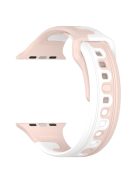 Watch Band for Apple Watch Series 10 46mm / Ultra 2 Ultra 49mm /  Series 9 8 7 45mm / 6 5 4 SE (2023) SE (2022) SE 44mm / 3 2 1 42mm Dual-Color Silicone Strap - Pink / White