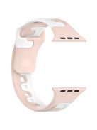 Watch Band for Apple Watch Series 10 46mm / Ultra 2 Ultra 49mm /  Series 9 8 7 45mm / 6 5 4 SE (2023) SE (2022) SE 44mm / 3 2 1 42mm Dual-Color Silicone Strap - Pink / White