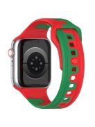 Watch Band for Apple Watch Series 10 46mm / Ultra 2 Ultra 49mm /  Series 9 8 7 45mm / 6 5 4 SE (2023) SE (2022) SE 44mm / 3 2 1 42mm Dual-Color Silicone Strap - Red / Green