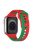 Watch Band for Apple Watch Series 10 46mm / Ultra 2 Ultra 49mm /  Series 9 8 7 45mm / 6 5 4 SE (2023) SE (2022) SE 44mm / 3 2 1 42mm Dual-Color Silicone Strap - Red / Green